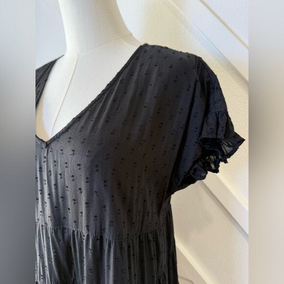 Angie Black Swiss Dot Tiered Mini Dress Size Medium - Picture 4 of 9